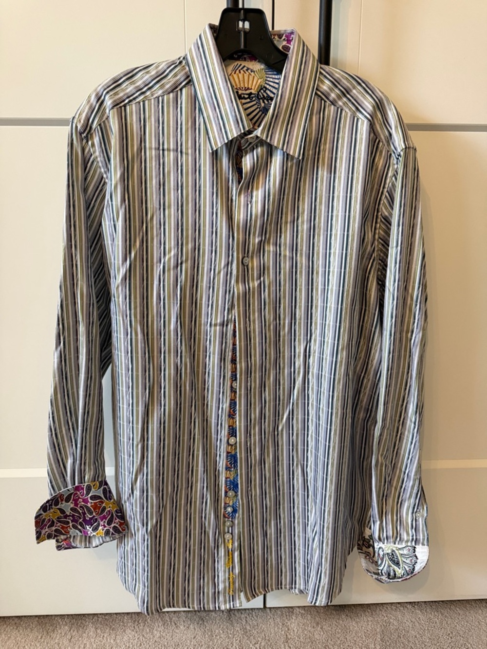 Robert Graham Men's Striped Button-Up Shirt - Blue, White, Gray